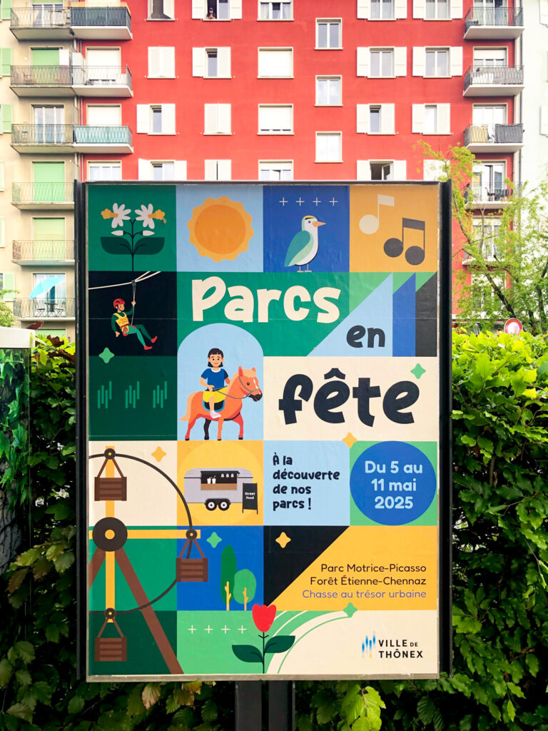 Parcs en fête 2025 - affiche dans la ville de Thônex
